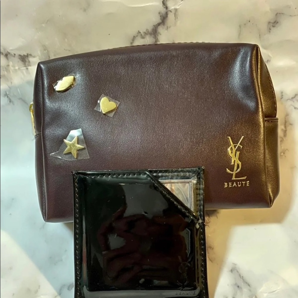 Ysl makeup bag with branded mirror